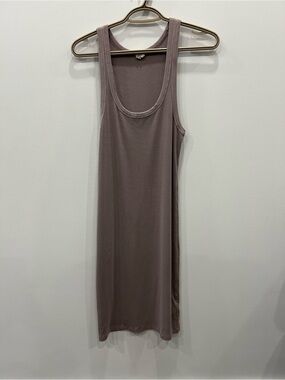 Aritzia Wilfred Free Ribbed Midi Tank Dress Taupe Brown Size Medium